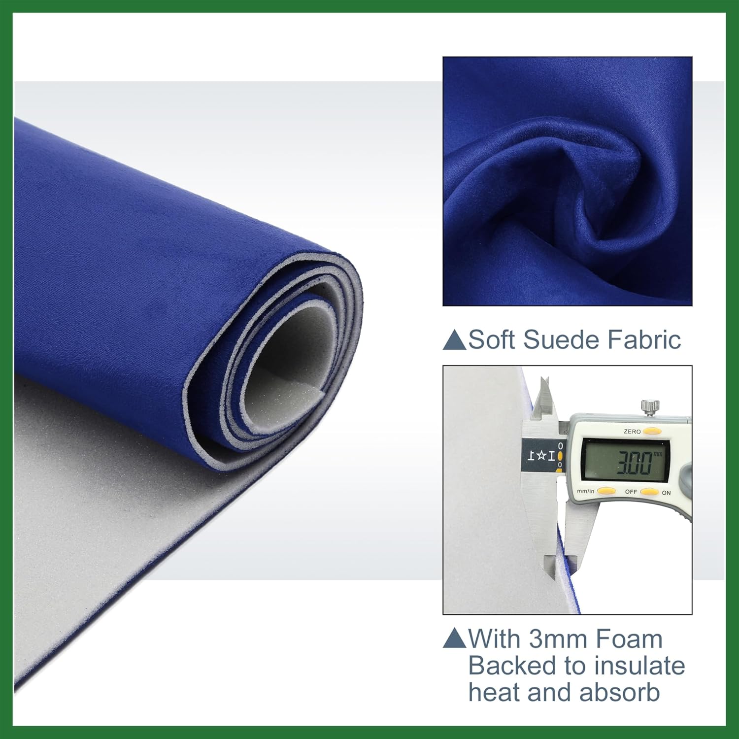 Motoforti Suede Headliner Fabric 64" Length x 60" Width Foam Backed for Car Truck SUV Interior Trim Protect Aging Broken Faded DIY Repair Replacement Navy Blue Long-lasting