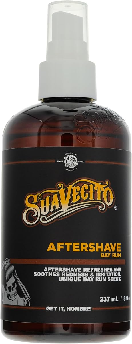 Suavecito Bay Rum Aftershave 8 oz. Pump Spray Bottle - Soothes and hydrates Skin, Prevents Irritation, Helps You Feel Refreshed & Revitalized - Subtle Masculine Fragrance Throughout The Day