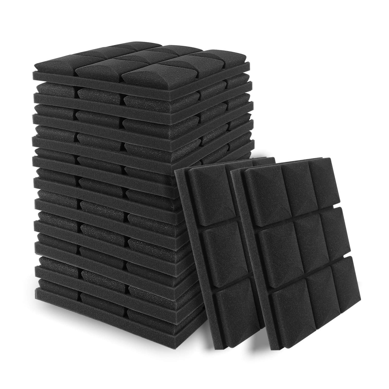 DEKIRU 12 Pack Acoustic Foam Sound Proof Padding, 2X 12 X 12 Inches Sound Dampening Foam Studio Foam Used in Wall Decoration and Acoustic Treatment