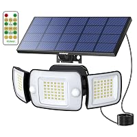 INTELAMP Faretto Led da Esterno Solare 6000mAh Faretti Solari 1200LM 6500K Faro Led