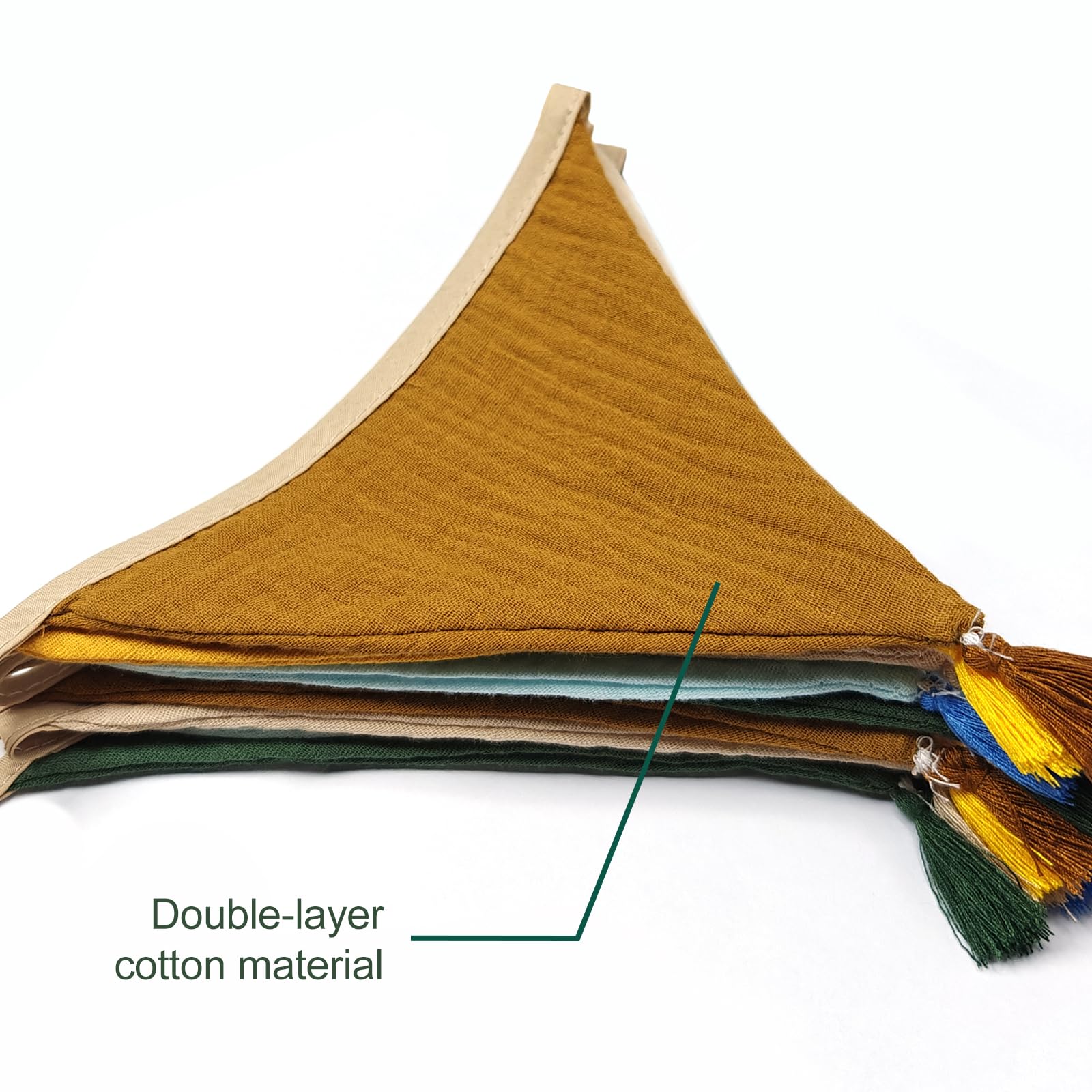 Talking Tables Yellow And Blue Fabric Bunting - 3m | Triangle Flag Pennant Garland, Eco-Friendly Upcyled 100% Organic Cotton, Floral Party