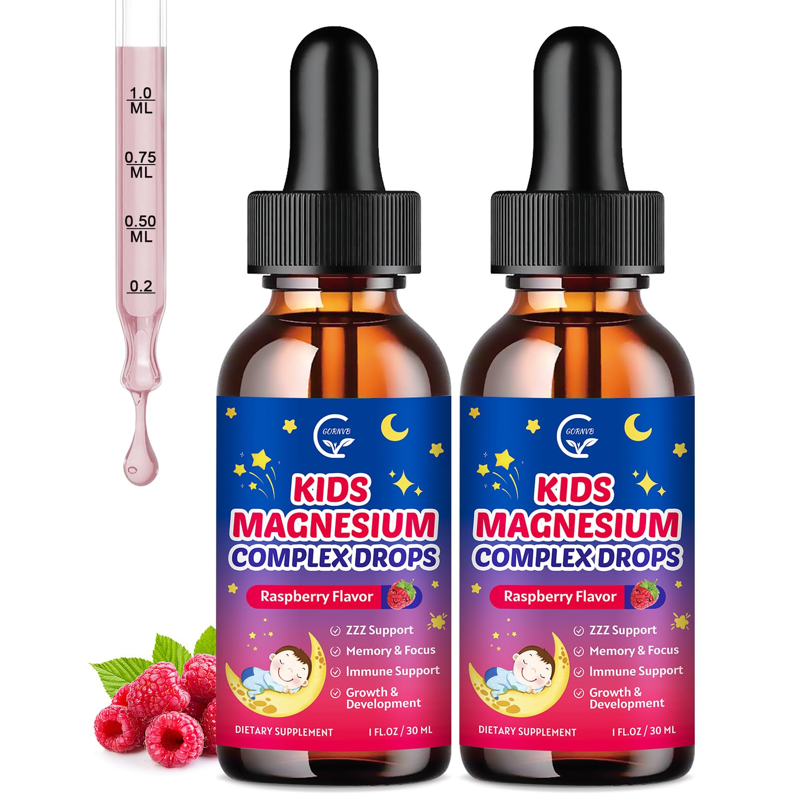 Magnesium Glycinate Liquid for Kids with L-Theanine, Omega-3