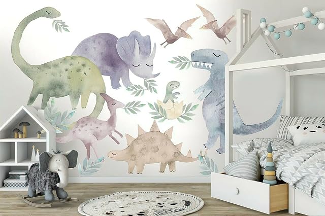 Dinosaur Wall Decal Set Kids Removeable for Children's Bedroom Nursery Novelty Stickers Dino