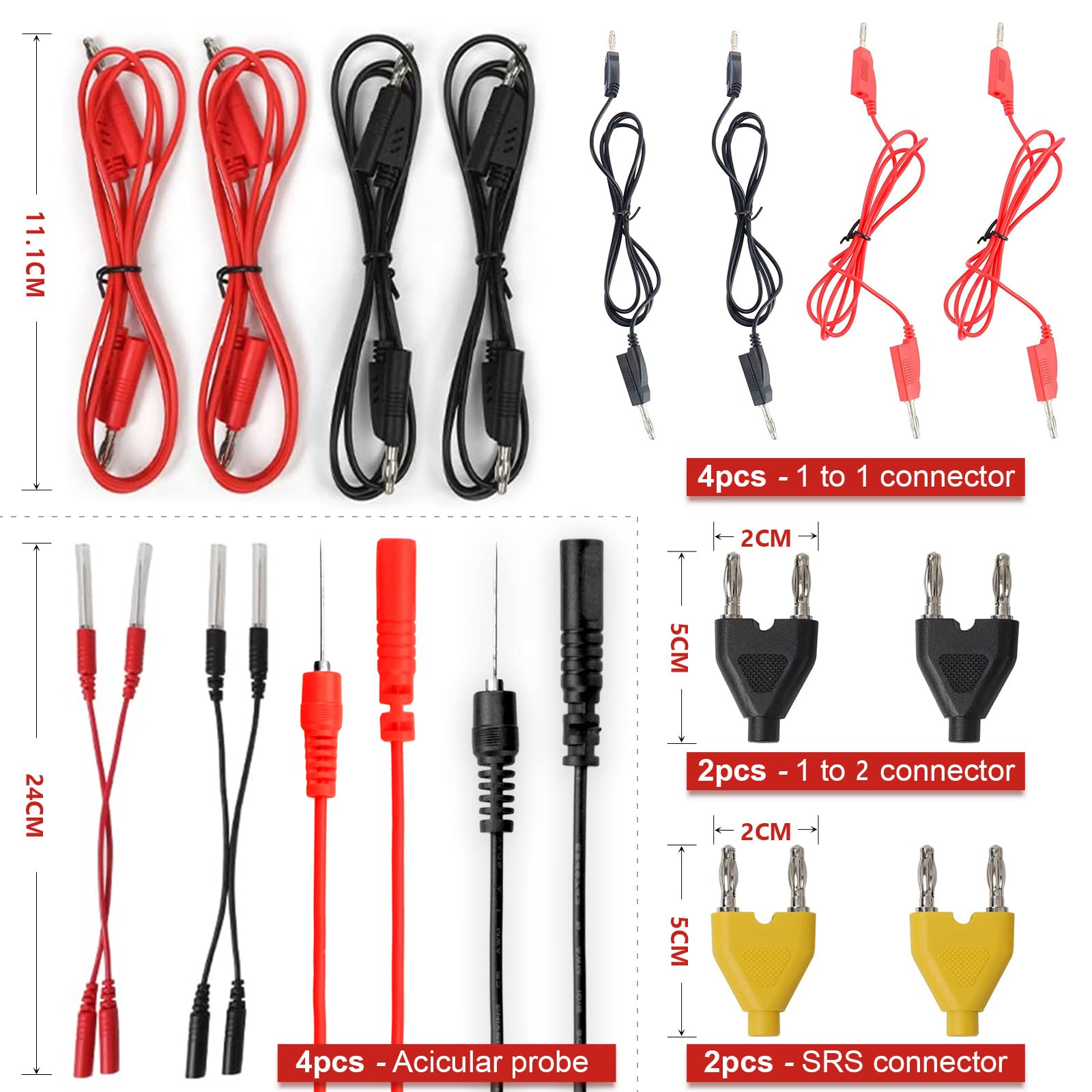 Cables Probador Circuitos Automotrices, 92PCS Multímetro Test Lead con Sondas, Conector Cable, Pinzas Cocodrilo, Eléctrica Diagnóstico Testing Kit para Automóvil, Industria, Estuche Transporte Negro