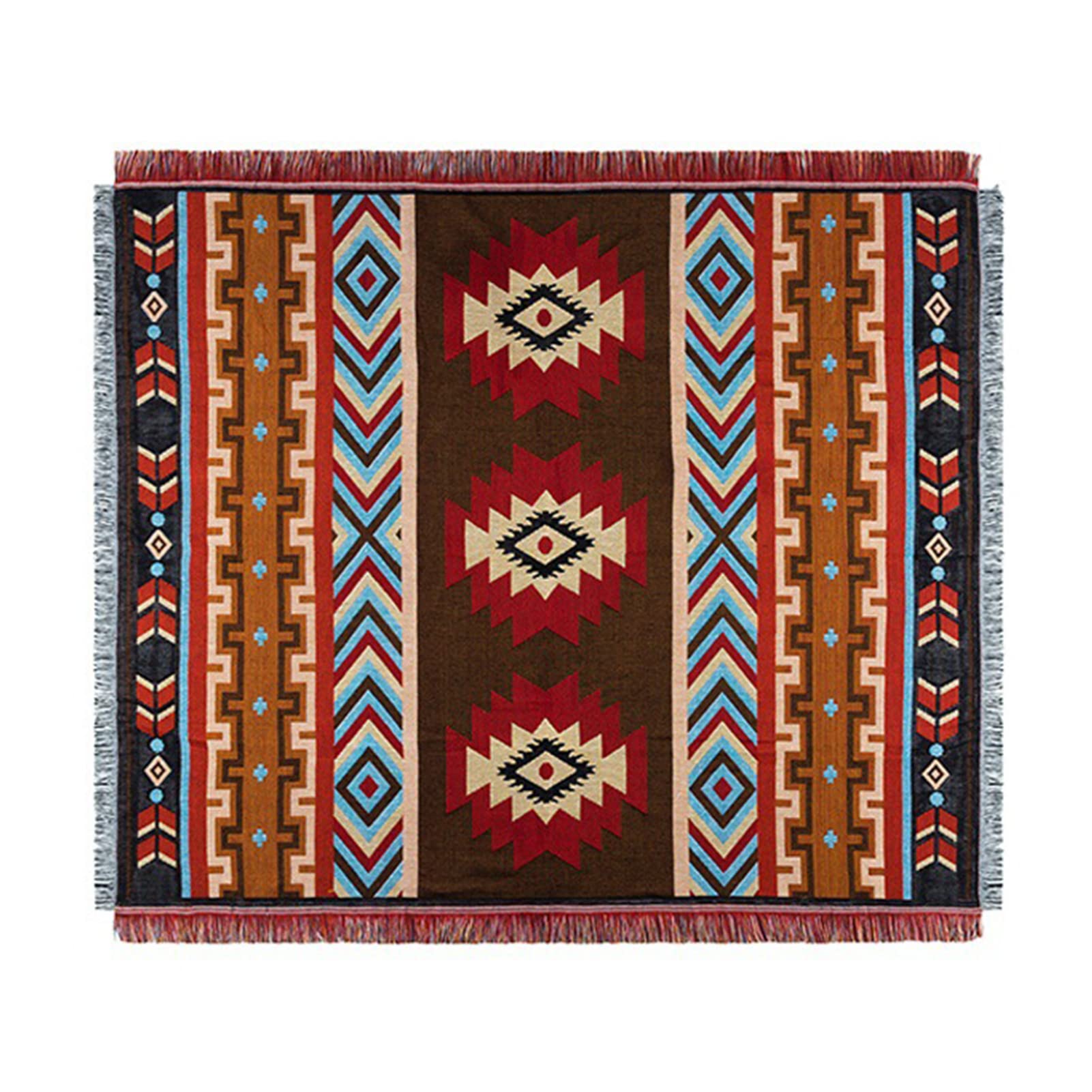 Couverture Amérindienne Laine Tapis Couverture Tapis De Motif Géométrique Tribal Tribal Bohemian Avec Couverture Canapé - 2
