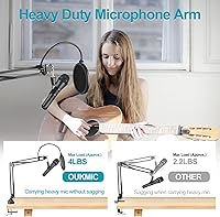 Vista 5 de Brazo de brazo, brazo de micrófono ajustable con 2 clips y filtro pop, escritorio con soporte de micrófono con adaptador de 3/8 a 5/8 pulgadas