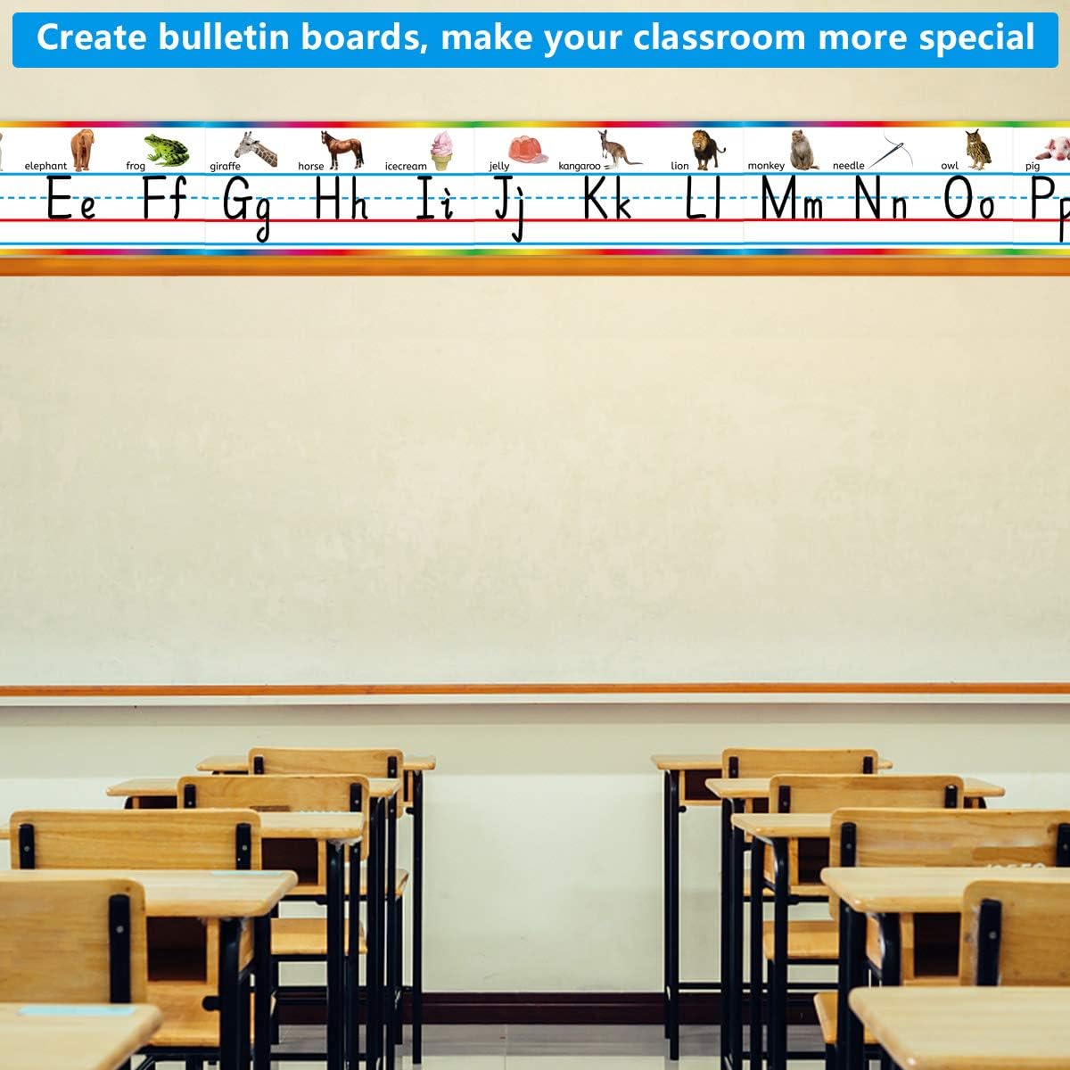 Alphabet and Numbers Bulletin Board Set Educational Classroom Wall Decorations with Line and Photographs 12Pcs