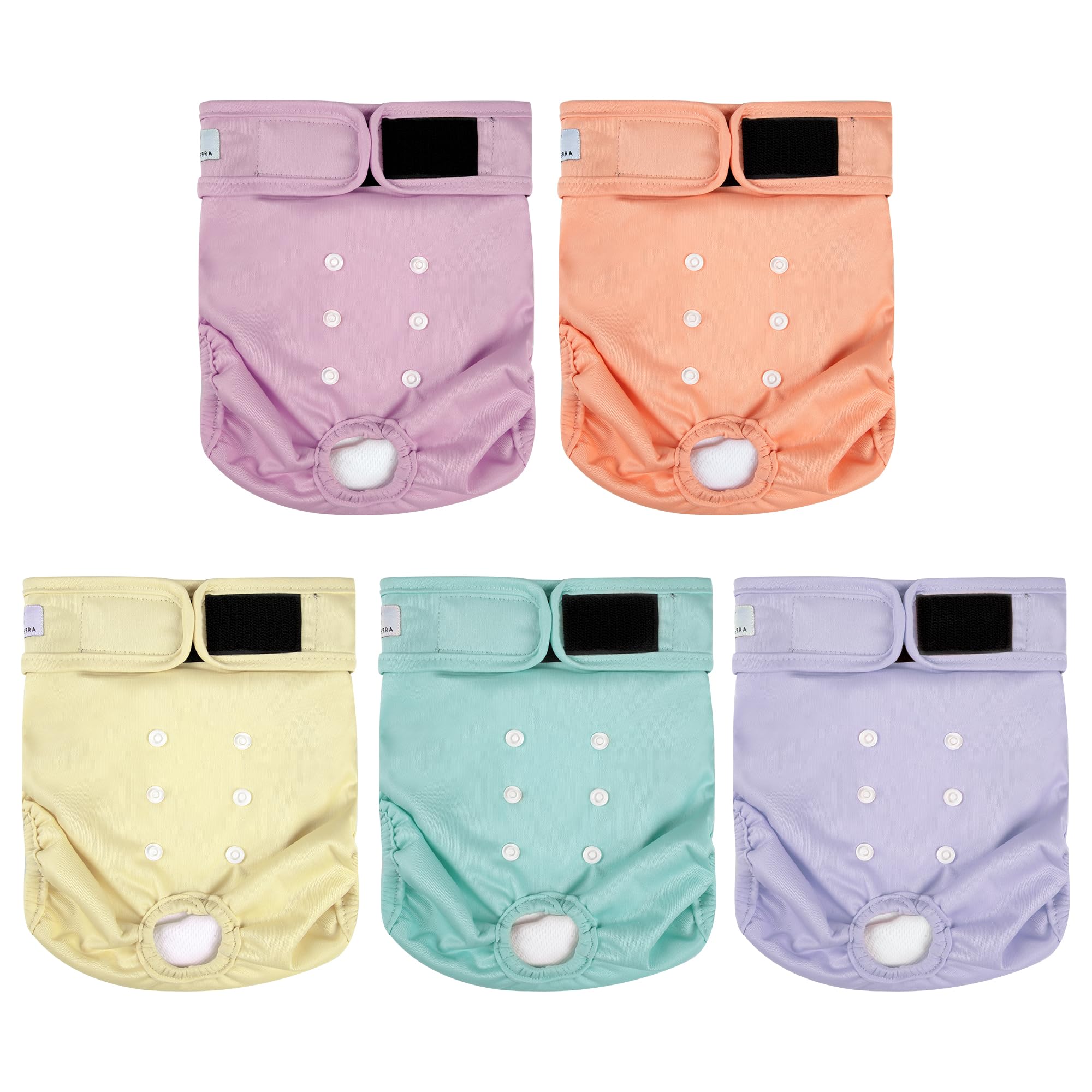 Paquete de 5 pañales lavables para perras, pañales reutilizables para perros, pañales altamente absorbentes para perros, falda ajustable a prueba de fugas para cachorros, para calor