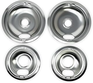 EvertechPRO W10278125 Electric Stove Drip Pans Top, Pack of 4, 2 Small 6 Inch and 2 Big 8 Inch Pans, Compatible with Whirlpool Range, Fits Most Top Brand Models