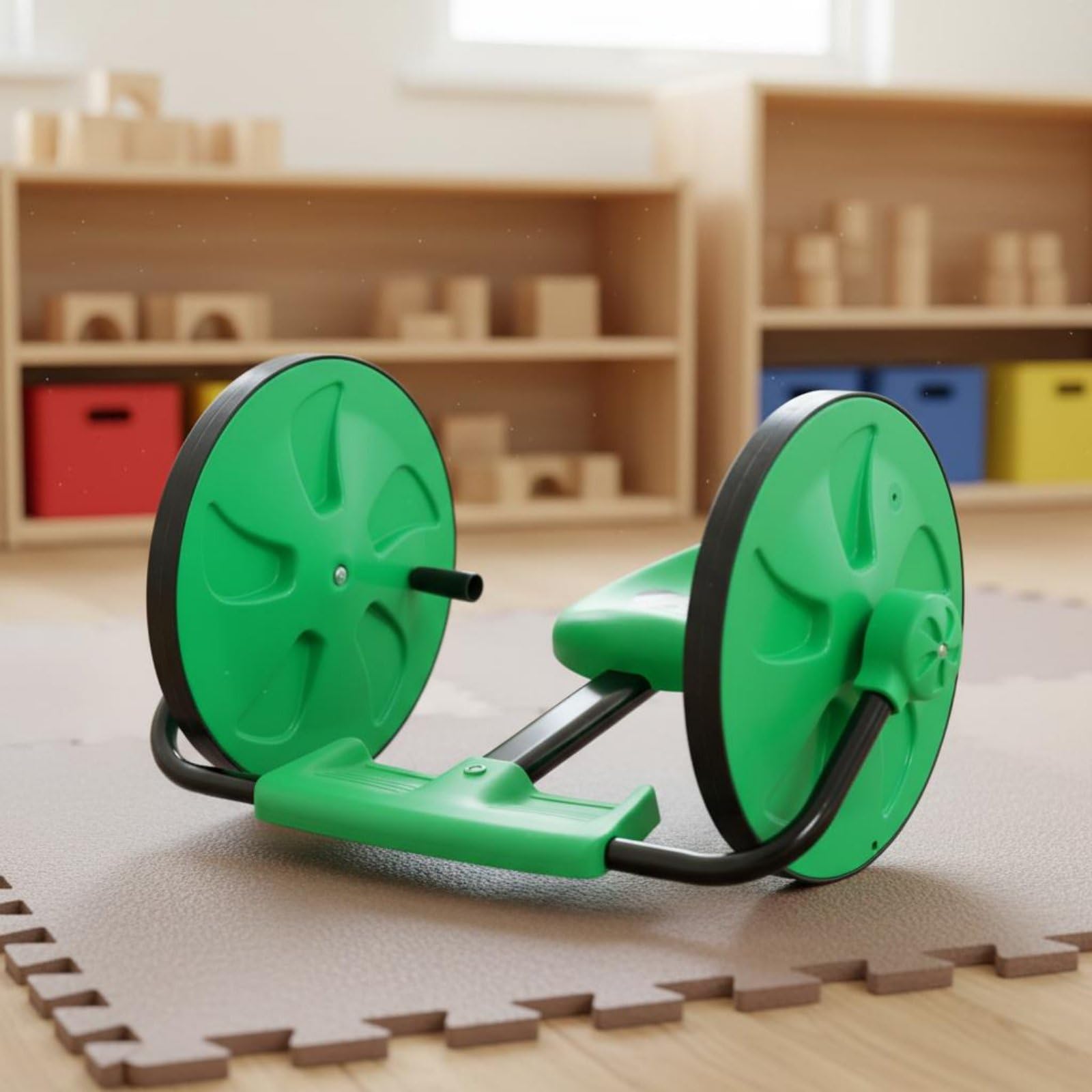 predolo Handkurbel-Fahrzeug Sinnes-Training Wackelauto Motorikförderung Indoor-Rollfahrzeug für Kinder, Kleinkinder, Drinnen, Kindergarten, Draußen, Grün