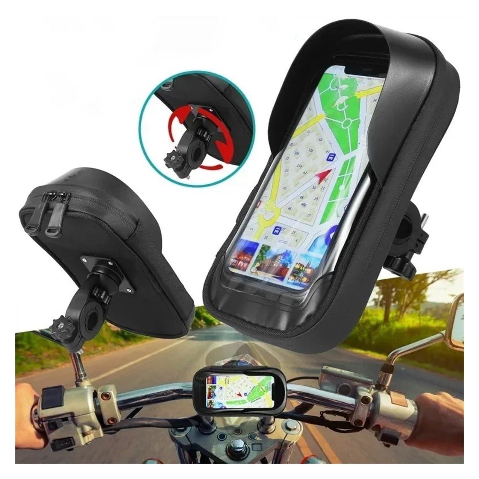 Handyhalterung wasserdichte Multifunktions-Handyhalterung Kartenpaket Fahrrad Motorradzubehör Fahrrad Motorrad GPS-Navigationshalter(Motorcycle Blue)