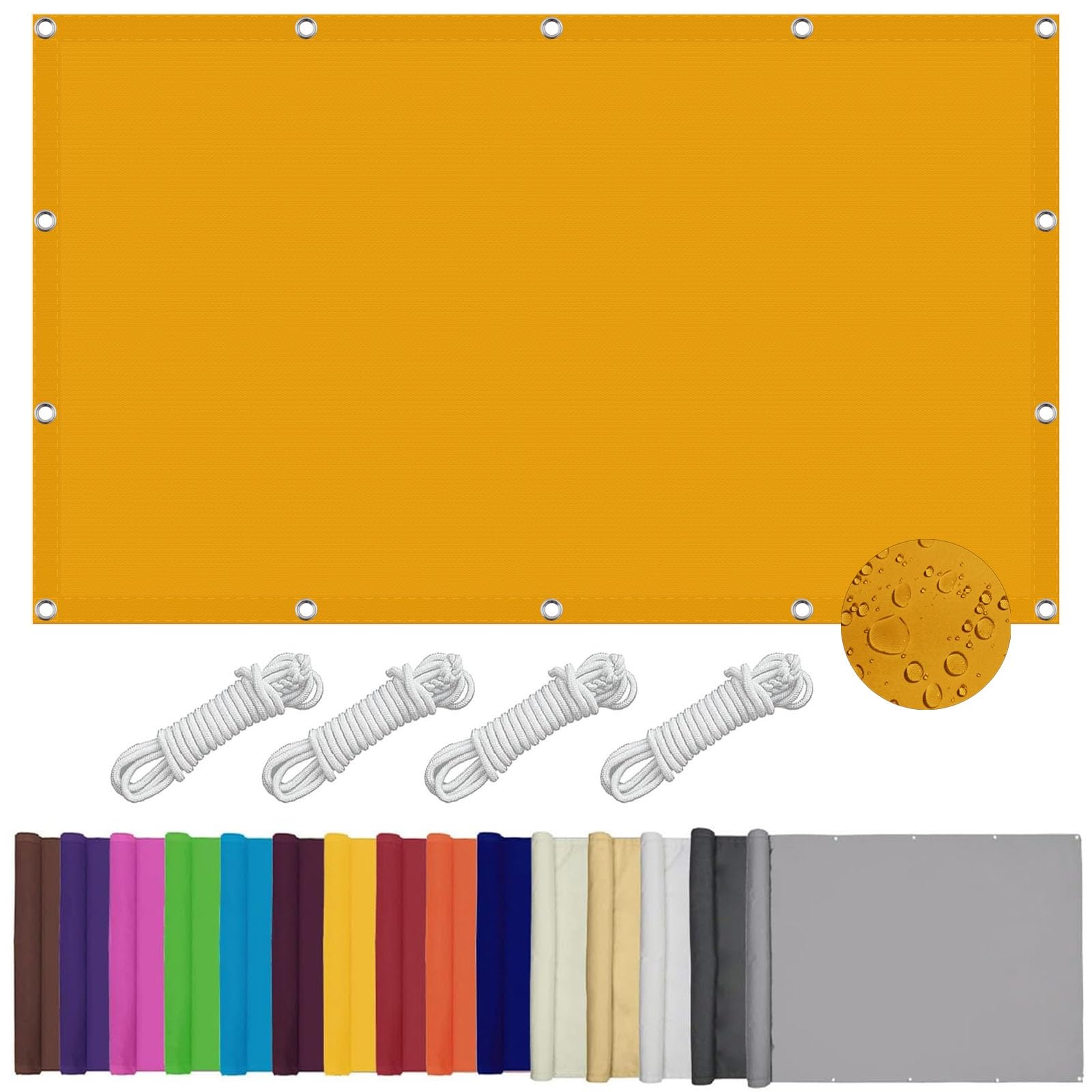 Voile d'ombrage imperméable 1.7x1.8m en polyester PES or pour jardin