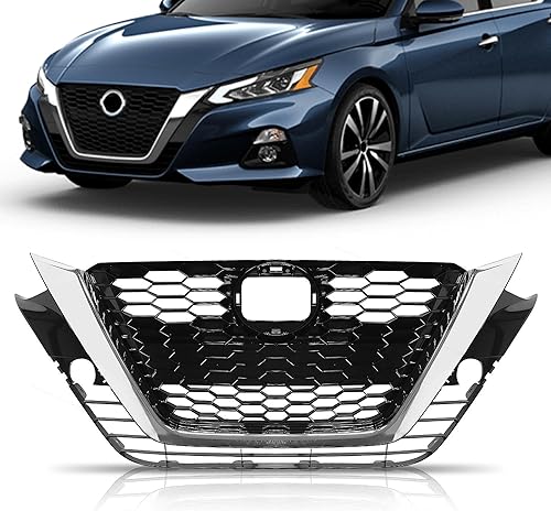 Tyrigion Parachoques delantero negro con rejilla cromada panal para Nissan Altima NI1200292 2019 2021