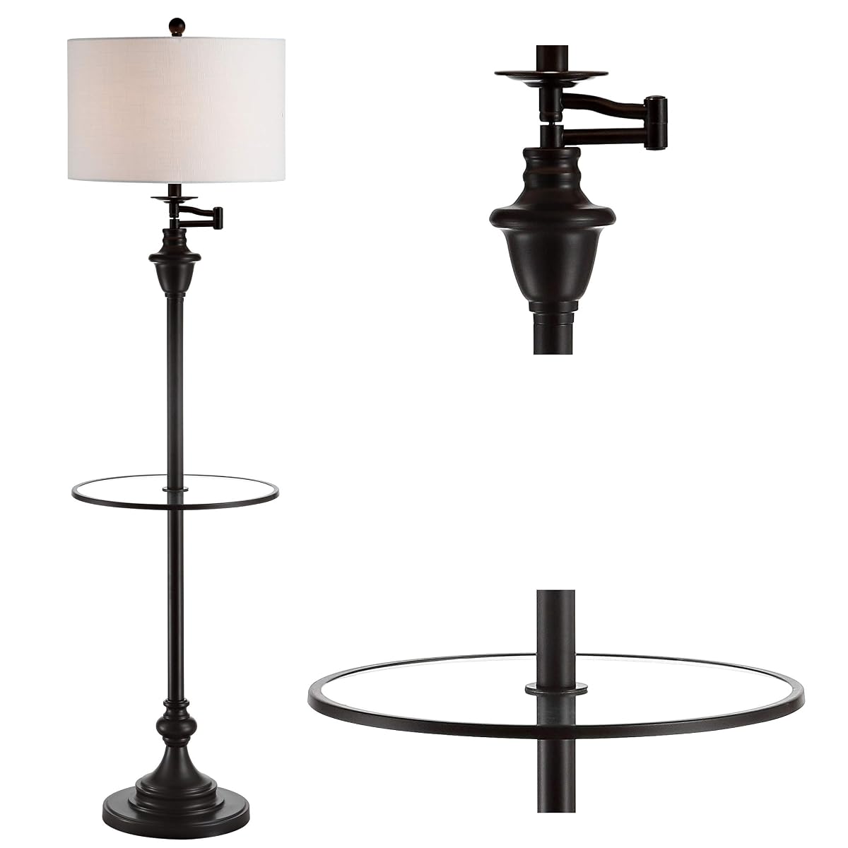 JONATHAN Y JYL3055C Cora 60 Metal/Glass LED Side Table and Floor Lamp