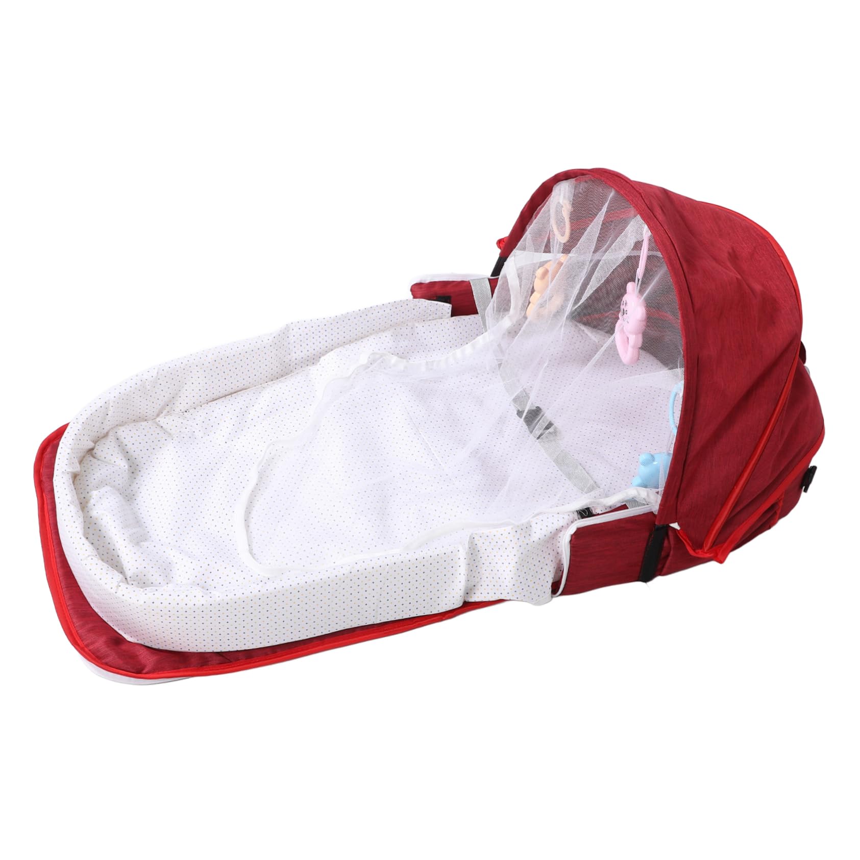 DECHOUS Berceau Pliant Portable pour Bébé avec Moustiquaire et Auvent, Tissu Lin Léger et Coton Pp, Paquet de Transport Inclus, pour Voyager en Plein Air