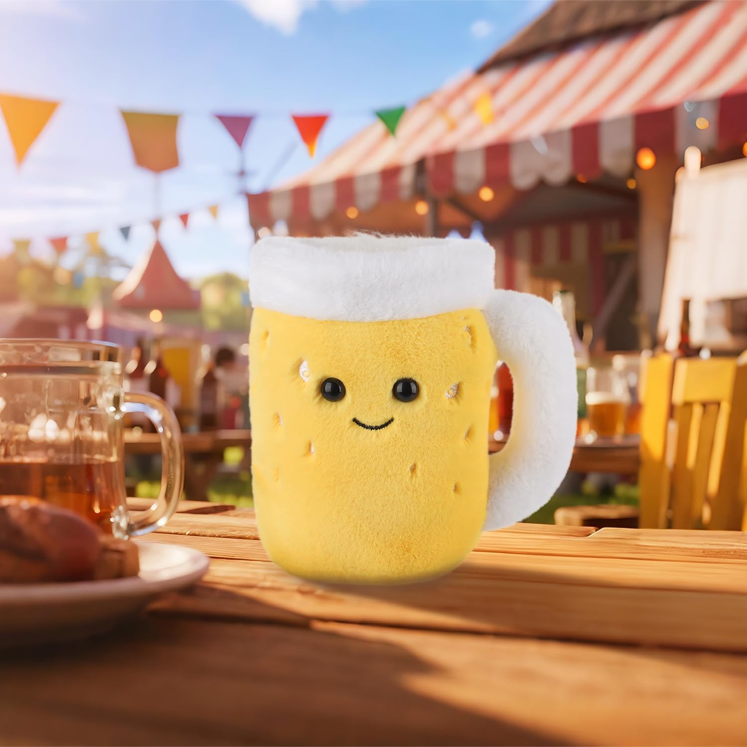 Apricot Lamb Beer Food Plushies Plush Stuffed Animals for Kids, Soft Cute Plush Toys for Baby Girl and Boy, Fluffy Beer Yellow