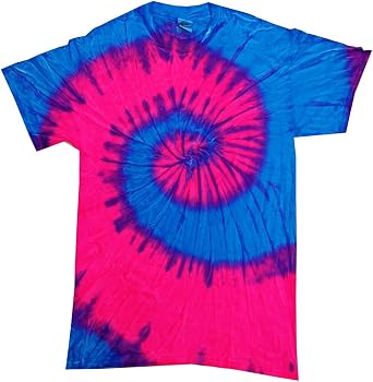 تي شيرت Tie-Dye للبالغين 5.4 أونصة، 100% قطن XL FLO أزرق/وردي
