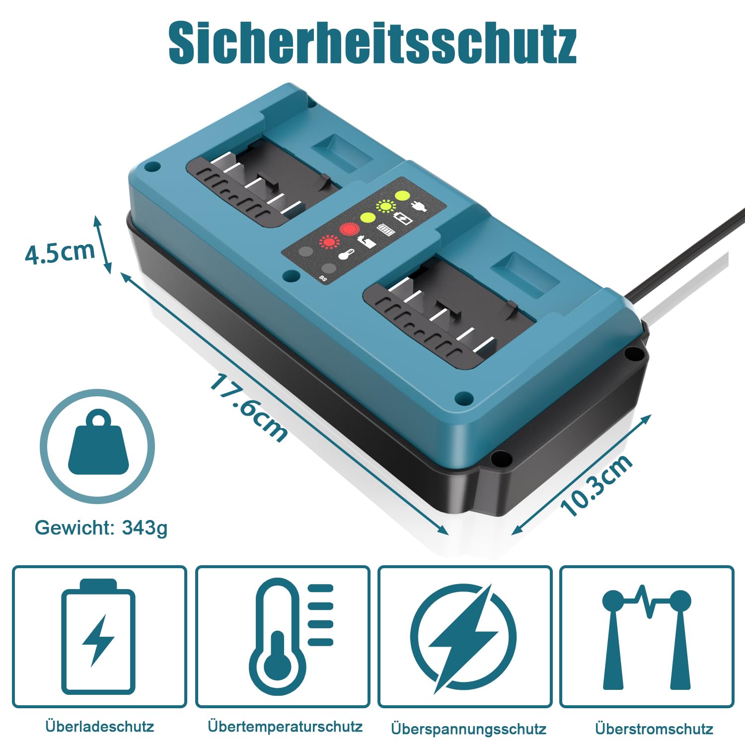 KUNLUN Daul Port Ersatz Ladegerät für Bosch Professional 18V System Akku