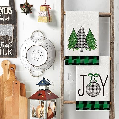 Miniatura 3 de Artoid Mode Green Buffalo - Juego de 2 toallas de cocina con diseño de árboles de Navidad, 18 x 26 pulgadas, decoración diaria de invierno