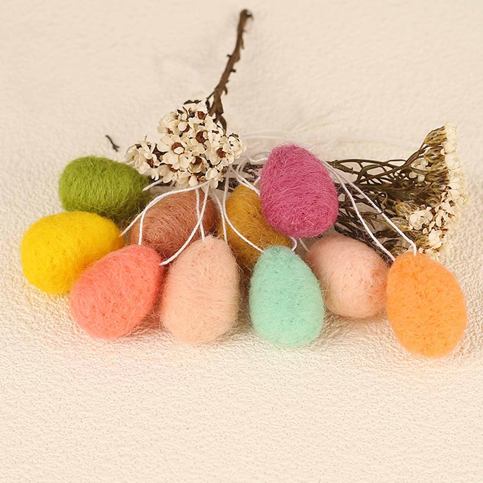 10 Mini Ciondoli Uova Pasqua In Feltro - Decorazioni Colorate Per Albero E Casa, 3x2 Cm - Foto 9