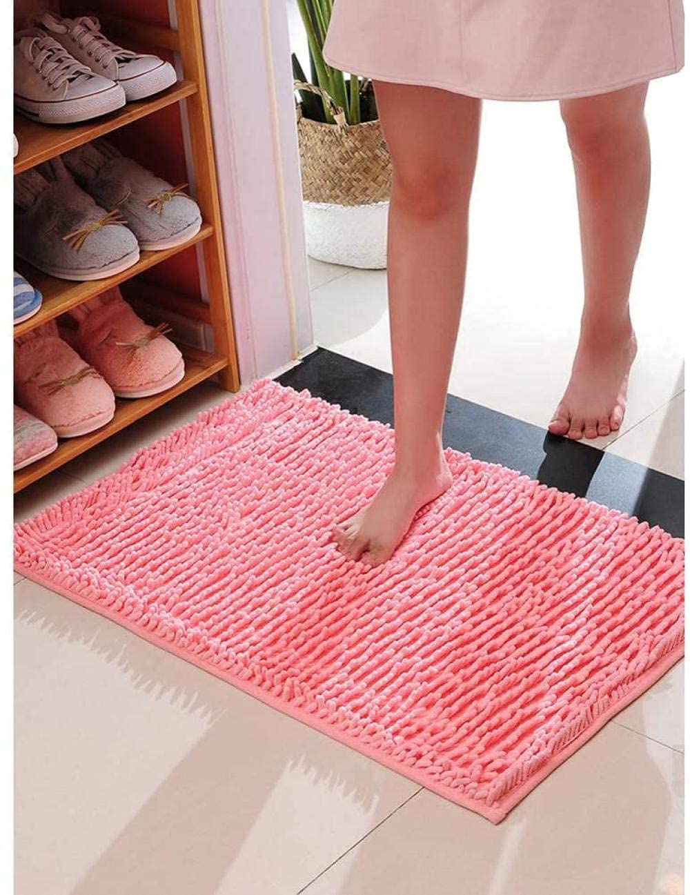 JYDQM Chenille Shaggy Bath Tapis de Bain sans Glissement Confortable Lavable Tapis de Bain Lavable pour Baignoire Salle de Bain rug50x33cm (Color : E, Size : 50x33cm(20x13inch))