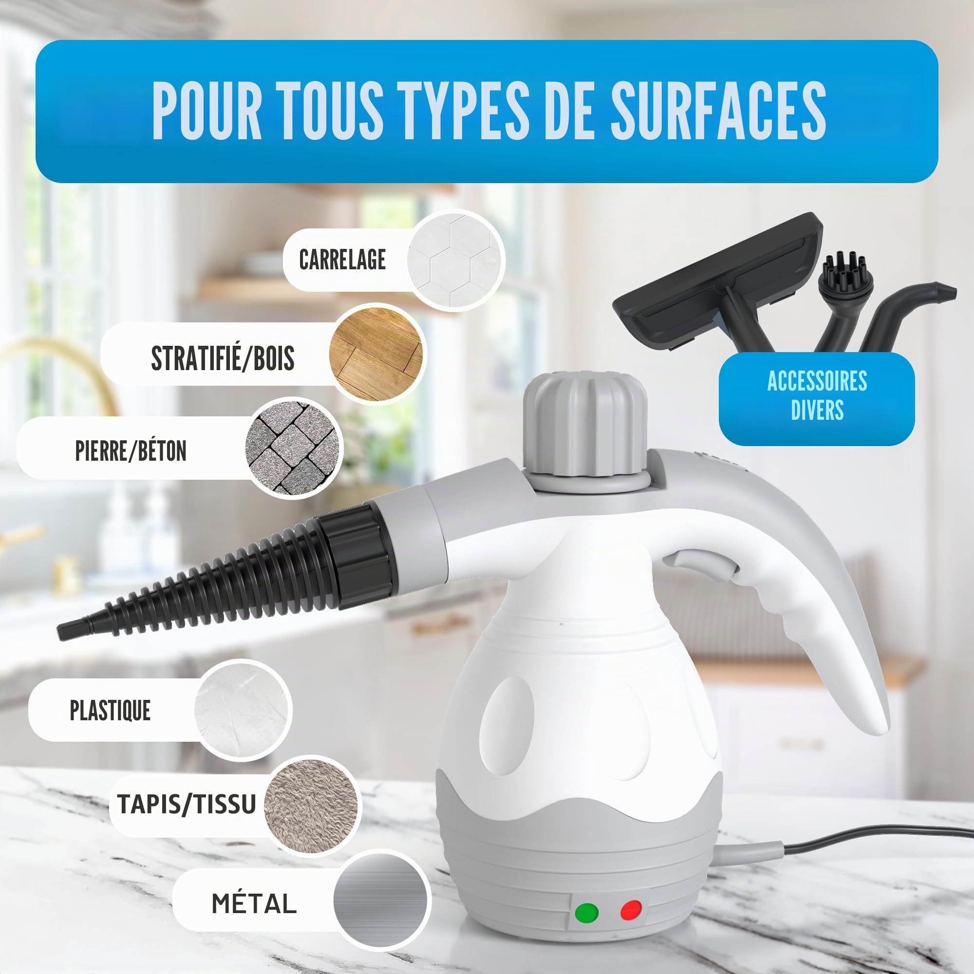 Strex Nettoyeur Vapeur Extra Puissant - 1200W 4bar - Défroisseur vapeur multifonction tout-en-un