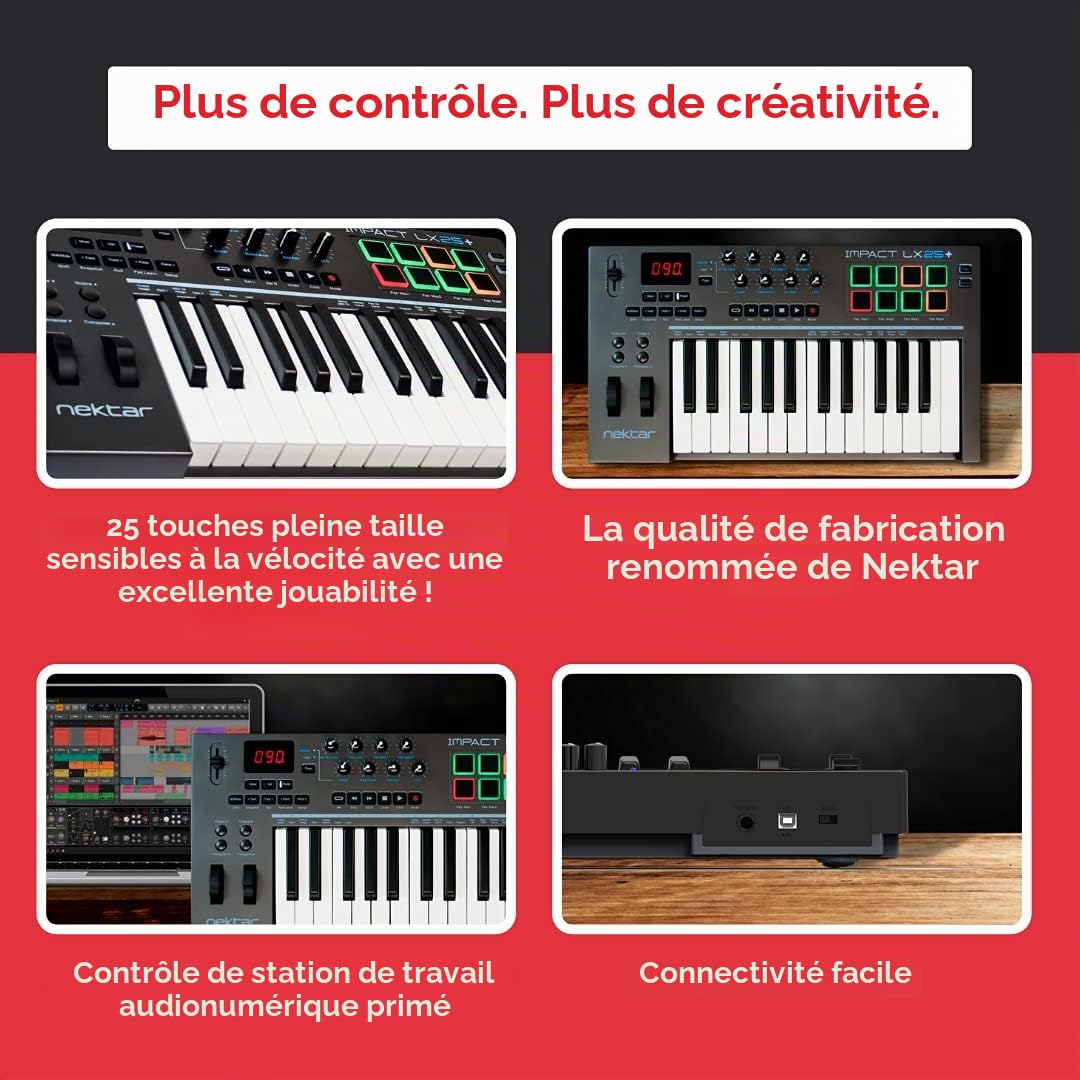 Nektar Impact LX25 Plus Contrôleur de clavier MIDI USB 25 touches