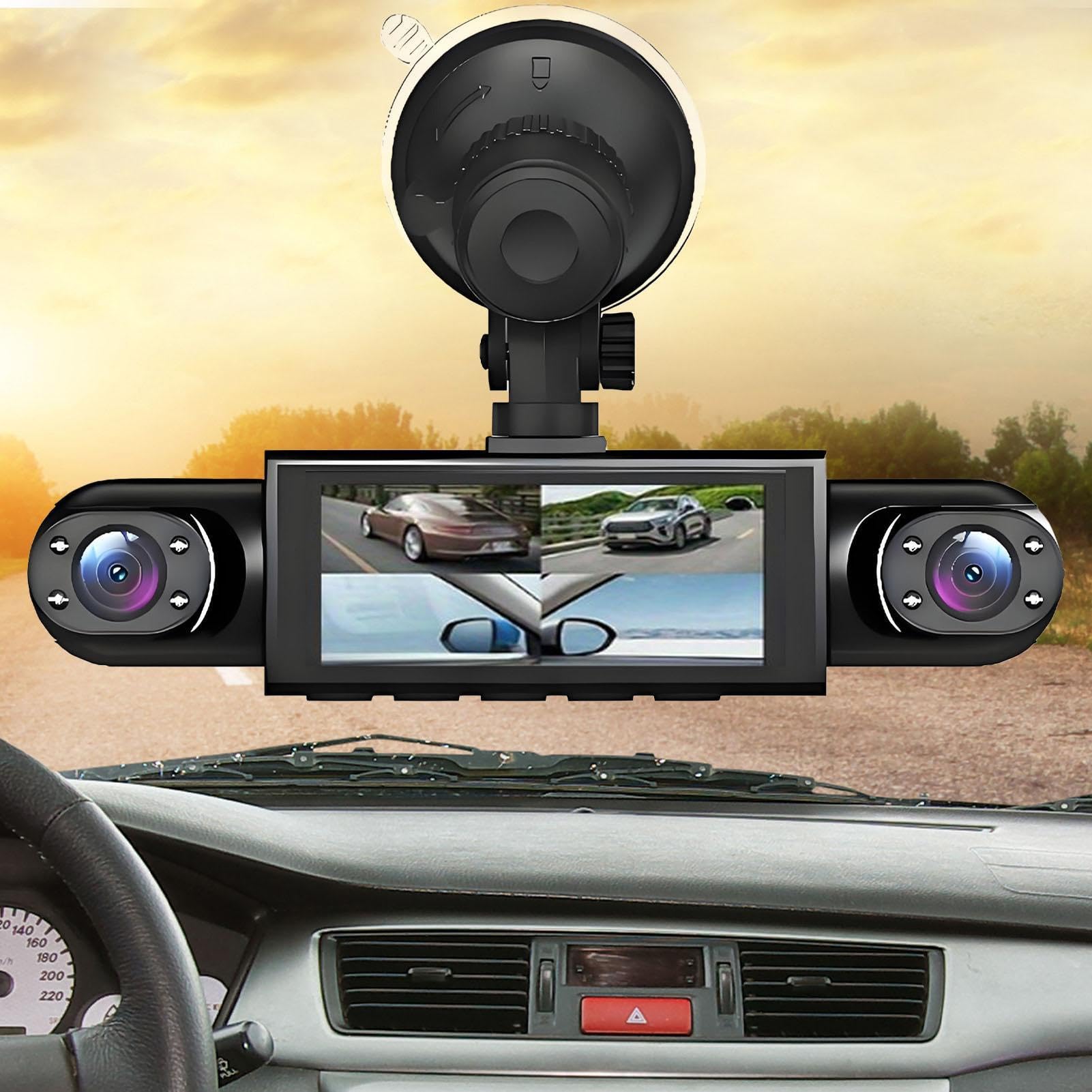 Videocamera Per Auto E Veicoli RV a 4 con Montaggio sul Cruscotto per Auto