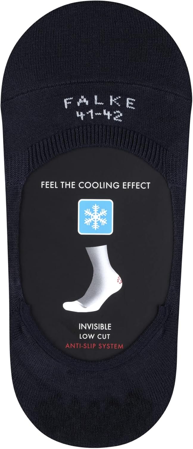 FALKE Men's Cool 24/7 No Show Socks, Breathable, Cooling Effect, Cotton, Low Cut, Non Slip Heel Grip, Colorful