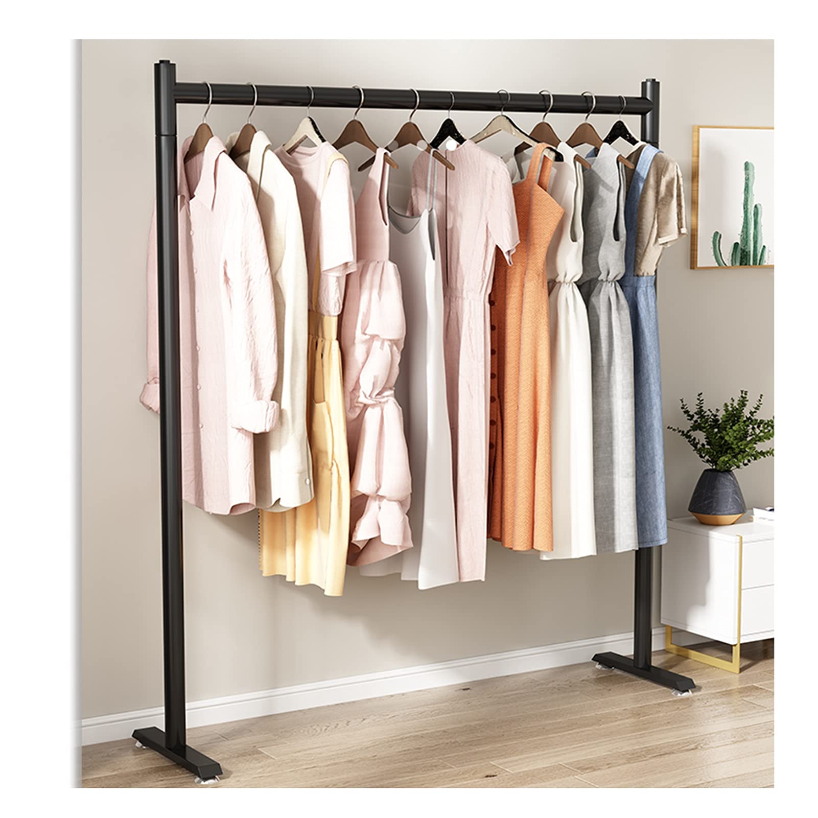 Porte-manteau sur pied en métal noir 80x40x150 cm pour suspendre les vêtements