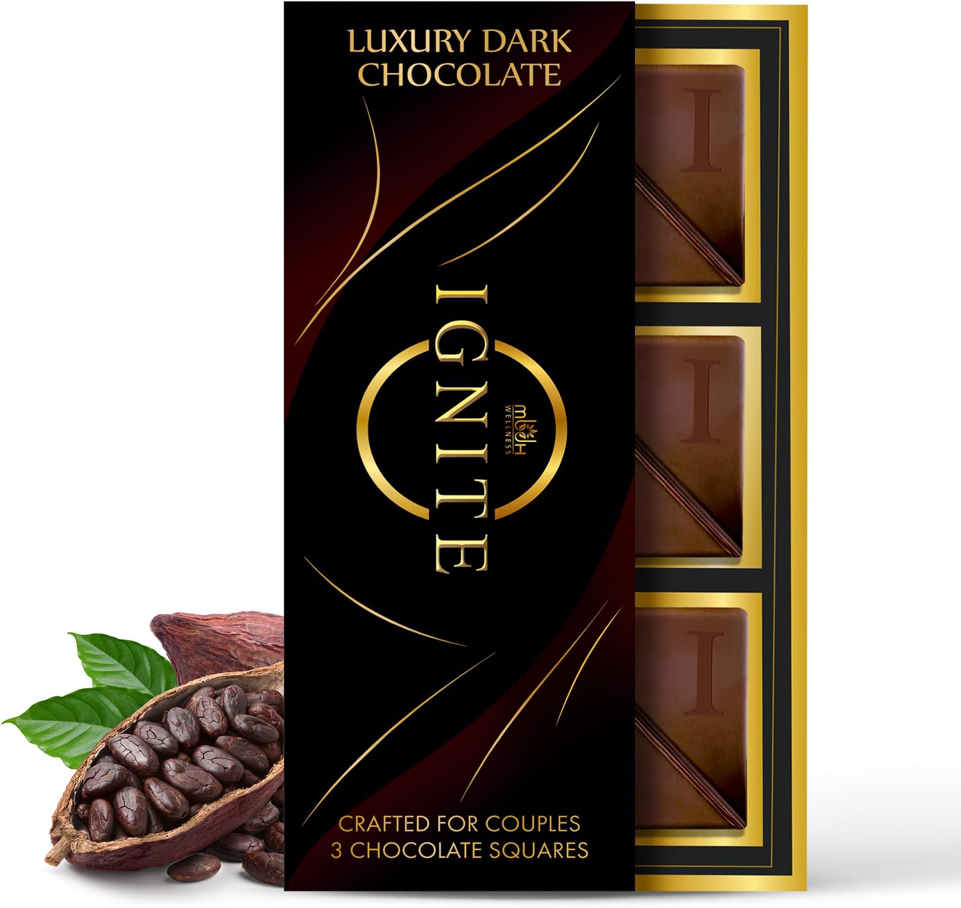 Ignite Dark Chocolate Bars – Premium 60% Cocoa, Luxurious Rich Dark Chocolate Squares – Crafted for Sharing and Special Moments – Elegant Treat for Couples and Celebrations – Pack of 1