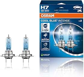 OSRAM COOL BLUE® INTENSE H7, +100% mais brilho, até 5.000K, lâmpada de farol de halogêneo, aparência de LED, caixa dobrável suspensa (2 lâmpadas)