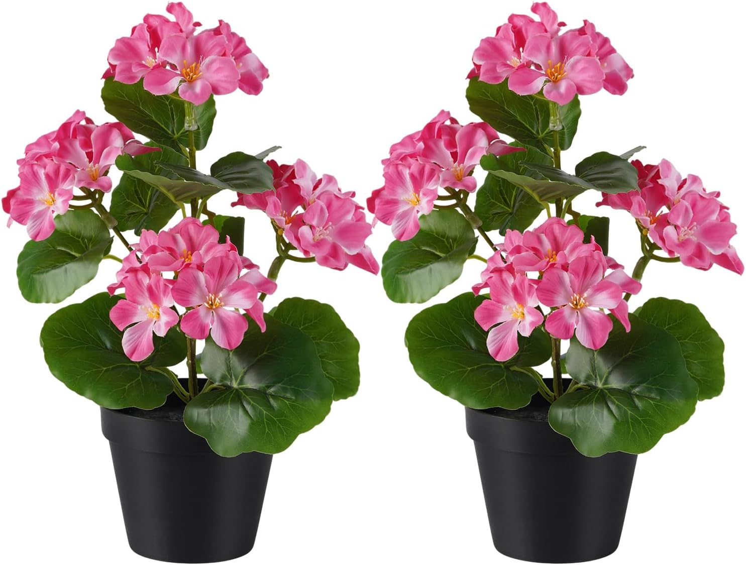 2 Pack Artificial Geranium Flowers Small 13 Inch Faux Flowers Spring Summer Decoration Fake Flowers for Home Office Table Decorations Indoor (Pink)