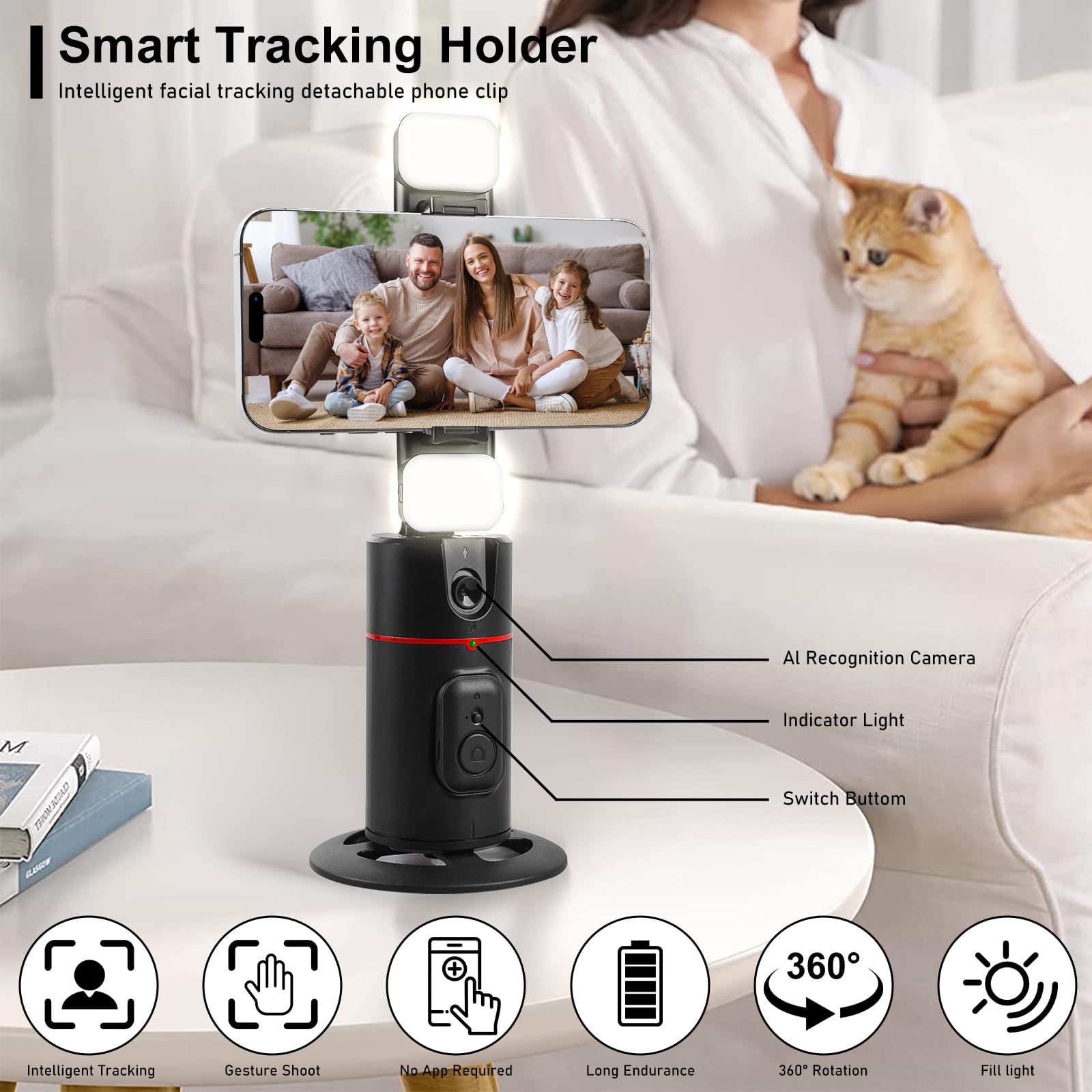Auto Face Tracking Handy Stativ - 360° Gesichtsverfolgung Mit Gestensteuerung & Fülllicht