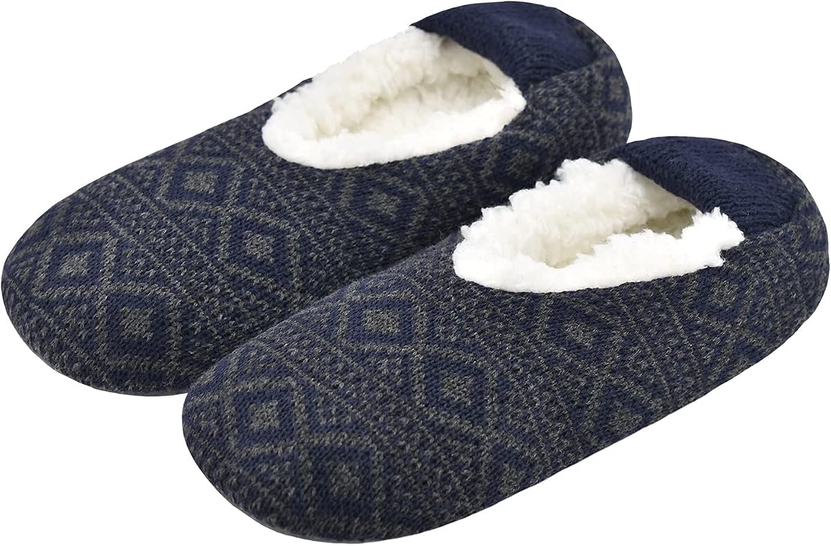 Men Fuzzy Slipper Socks Non-Slip Grippers Soft Sole House Slippers