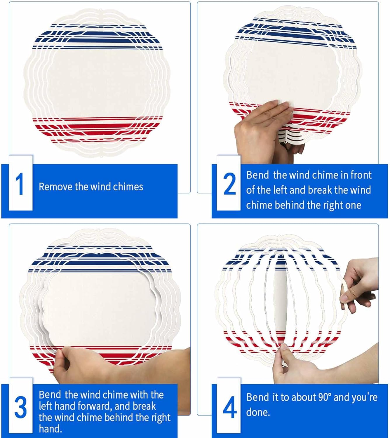 Independence Day Red Blue Stripe Wind Spinner for Garden Yard 3D Stainless Steel Hanging Wind Spinners, Farm Retro Freedom Liberty Spinners Outdoor Metal Decor for Lawn Patio Home