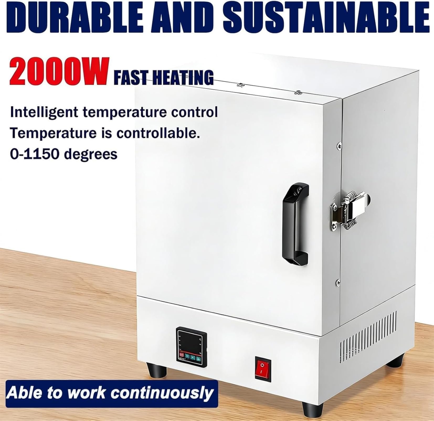 Four électrique, four numérique pour la fabrication de bijoux, coulée de métaux, vitrage en poterie, projets de bricolage, conception de table compacte 2000W, température maximale 1150 ℃ Four de préci