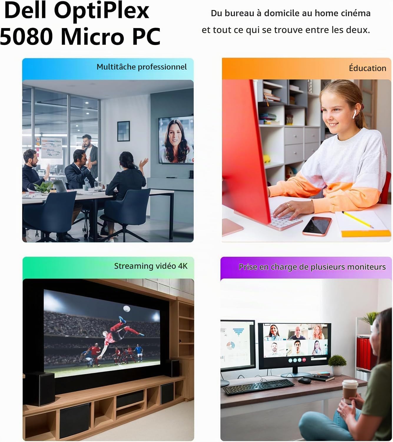 Dell Optiplex 5080 Mini Ordinateur de Bureau, Intel Core i5-10500T, 8 Go de RAM, SSD de 256 Go, Bluetooth, Wi-FI, Clavier QWERTY Américain, Windows 11 Pro (Reconditionné)