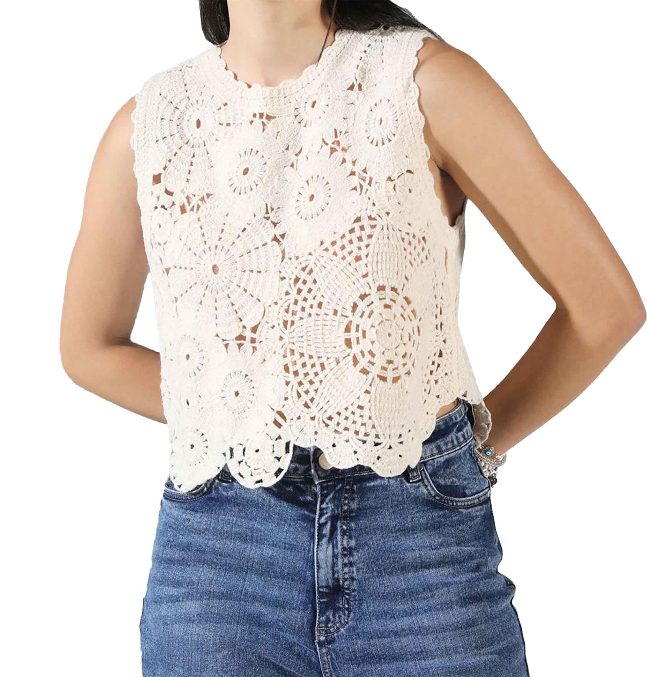 icw Women Embroidery Sleeveless Knit Boho Crochet Vest Crop Cami Tank Top 157-picture-13
