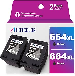2-Pack HP 664XL Black Ink Cartridges - Compatible With Deskjet 1115, 2136, 4536 & More Inkjet Printers