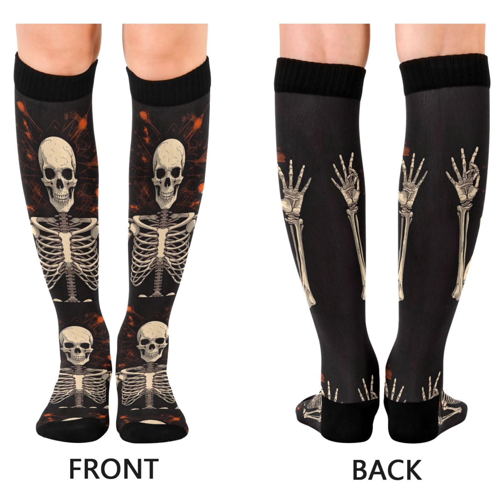 Lot de 2 paires de chaussettes de compression pour homme et femme Motif tête de mort 20-30 mmHg, multicolore, S-L