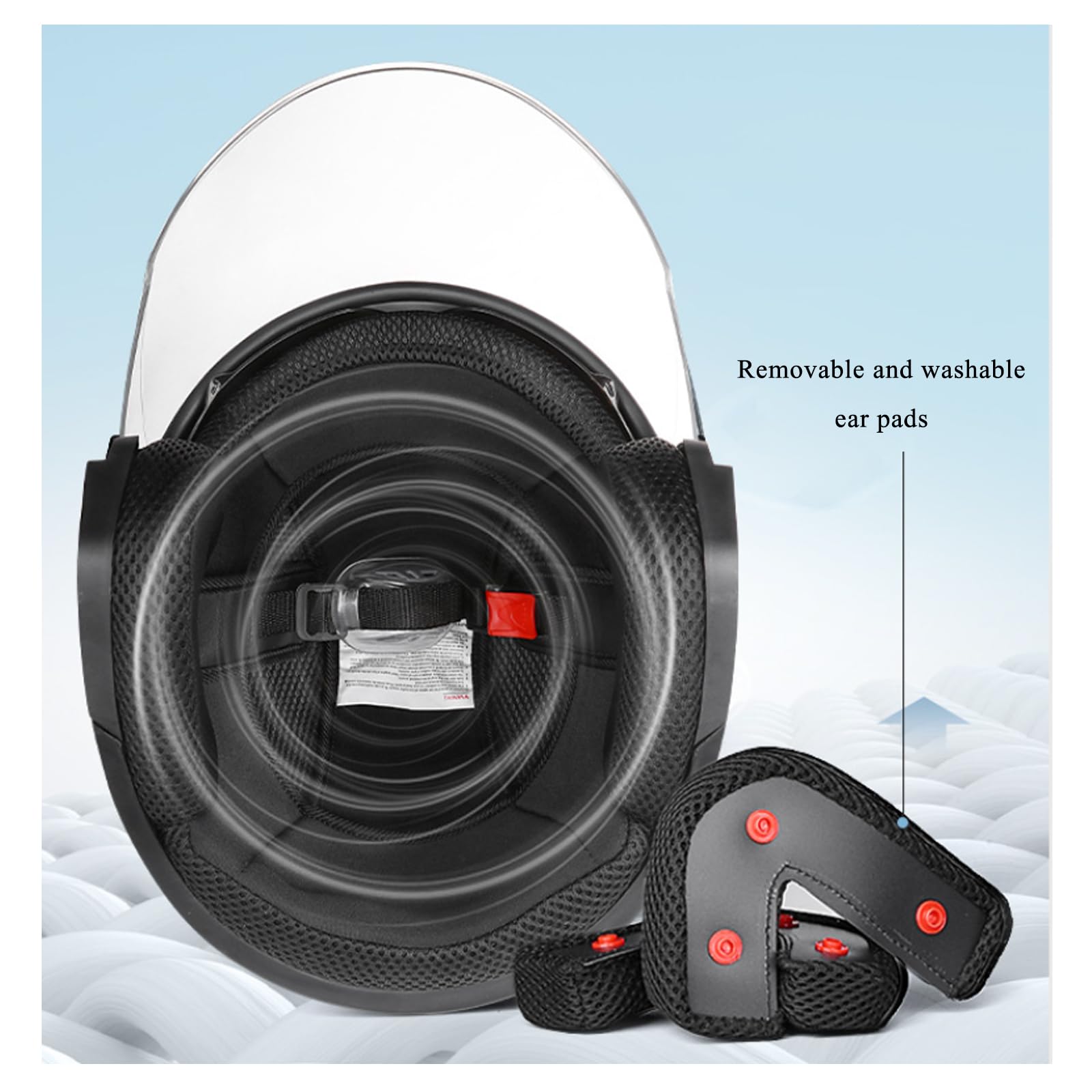 Caschi Moto Casco Mezza Faccia 3/4, Casco Moto Open Face Omologato DOT per Uomo Donna, Casco Moto da Strada con Doppia Visiera E Prese d'Aria Multiple