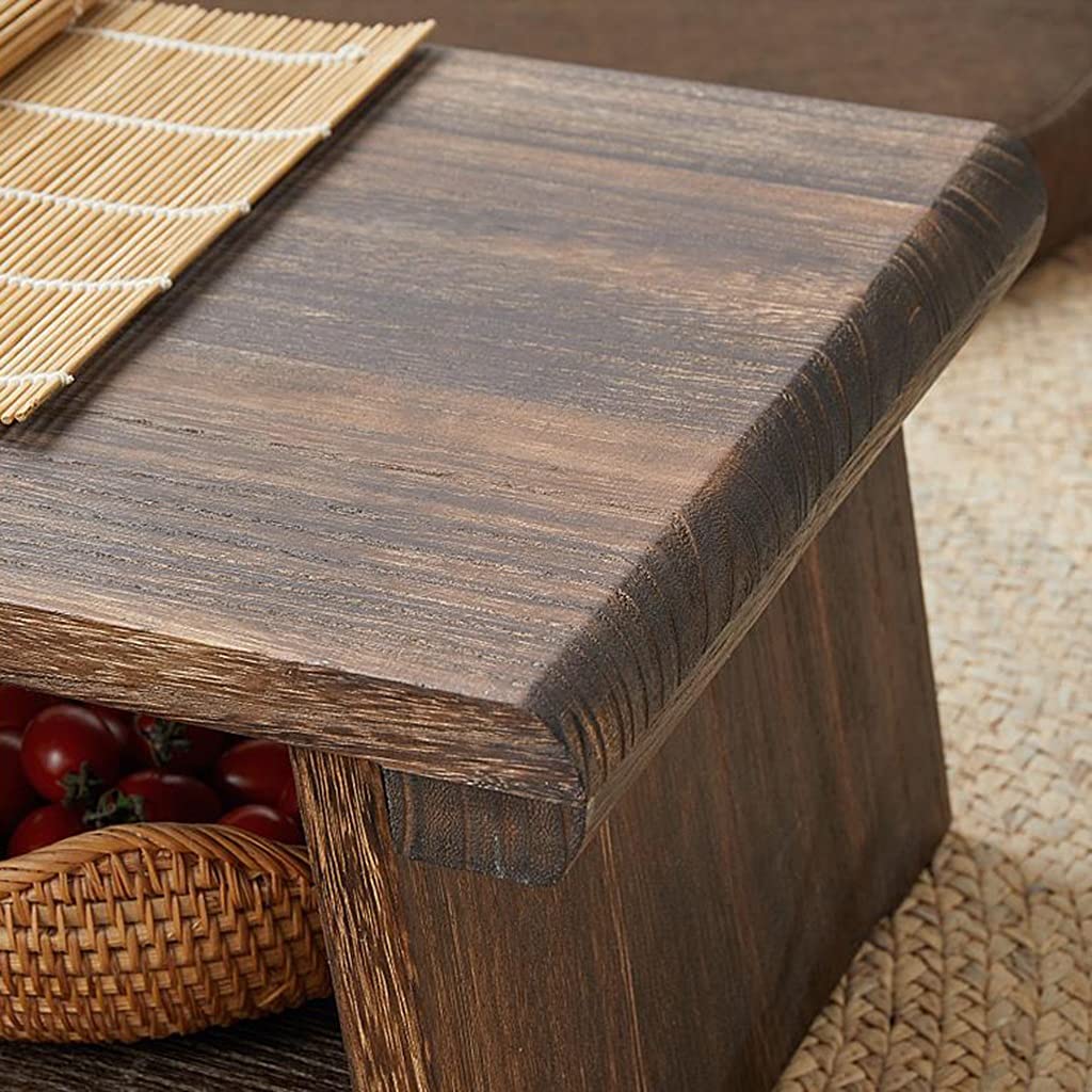Stół Tatami, Japoński Antyczny Składany Nogi Podłoga Niski Stół Do Badania Tatami Parapet Balkon Niski Stół Podłogowy (Kolor: Brązowy, Rozmiar: 50 × 30 cm)