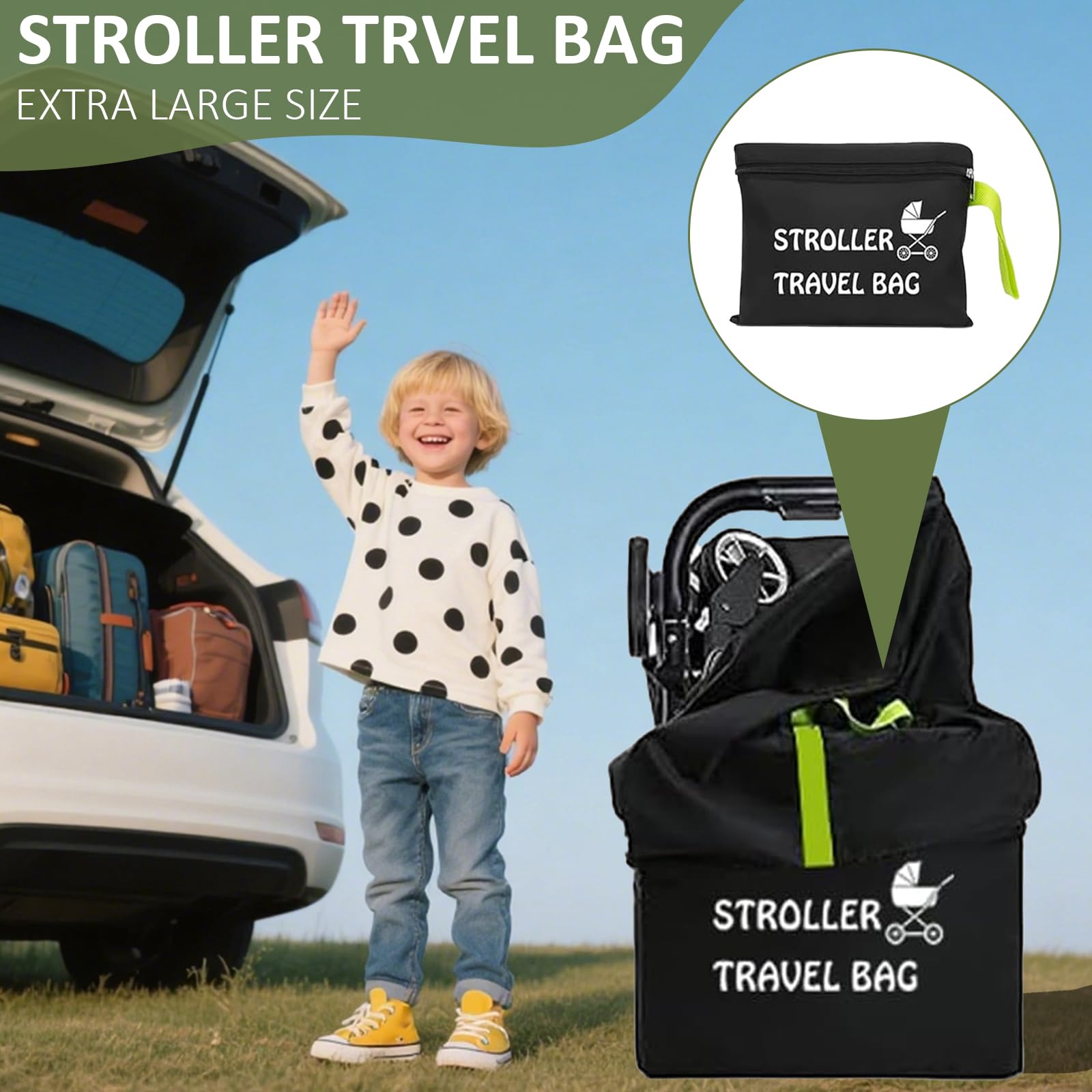 Sac de voyage poussette - Imperméable - Avec bandoulière - Grand sac de rangement - Pour avion et poussette