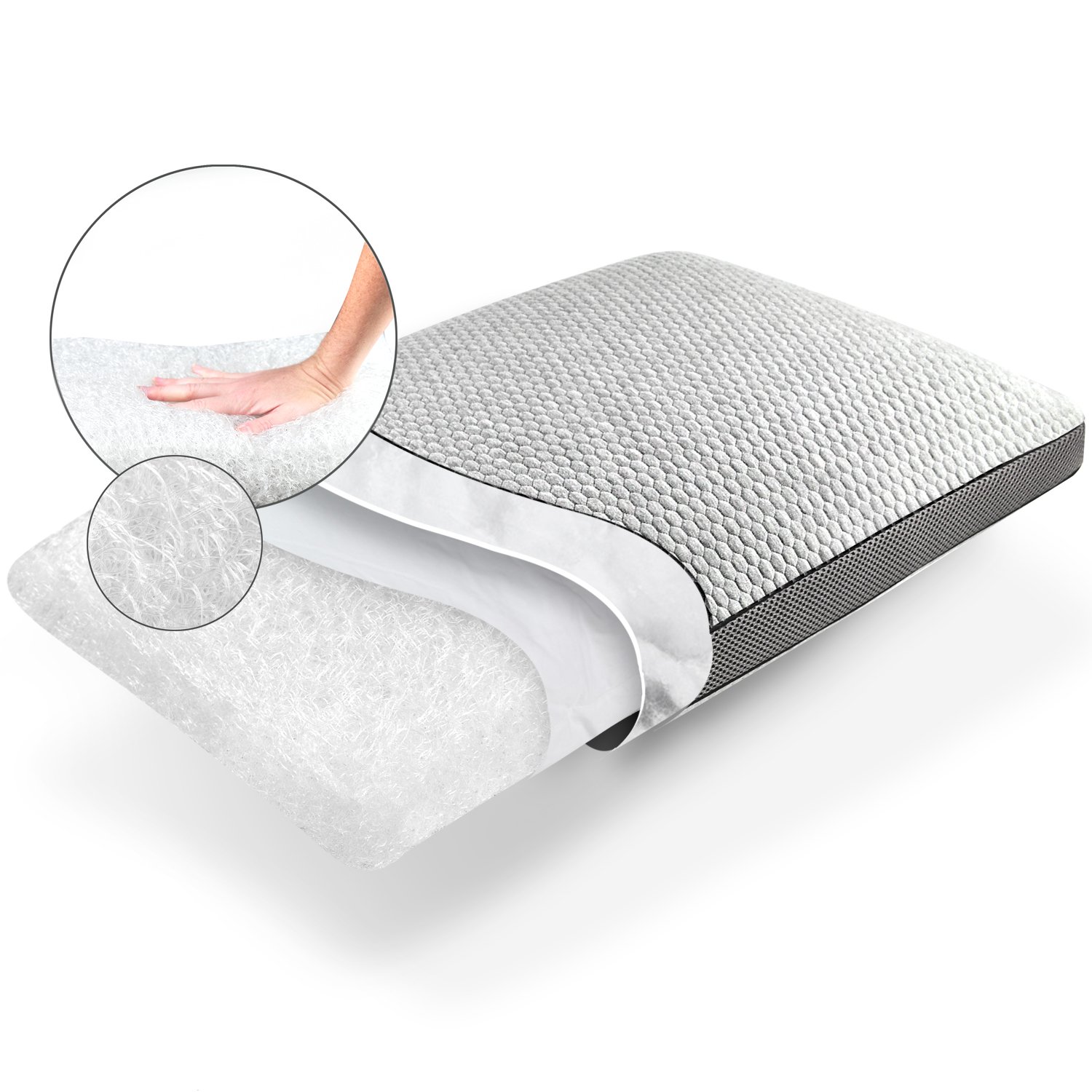 Best Cooling Pillow Arcus Model | 3D Gel Suspension Core Airflow Technology with Premium Removable Knit Pillow Case | Temperature Regulating | Standard Size | 10 Year Warranty