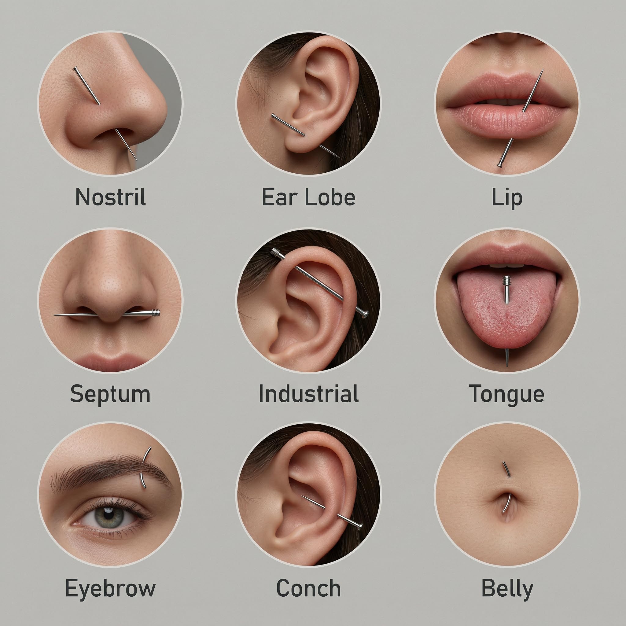 12 g, 14 g, 16 g, 18 g, pomoc w wprowadzaniu, piercing kulka, zestaw do pircingingu, zestaw do uszu Rook