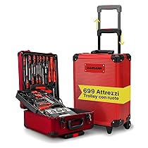 Wintem – Trolley Porta Attrezzi CraftyCart 699 Pezzi con Vassoi Organizzativi e Manico Telescopico, Cassetta Compatta per Uso Professionale e Domestico, Utensili in Acciaio Resistenti (Rosso)