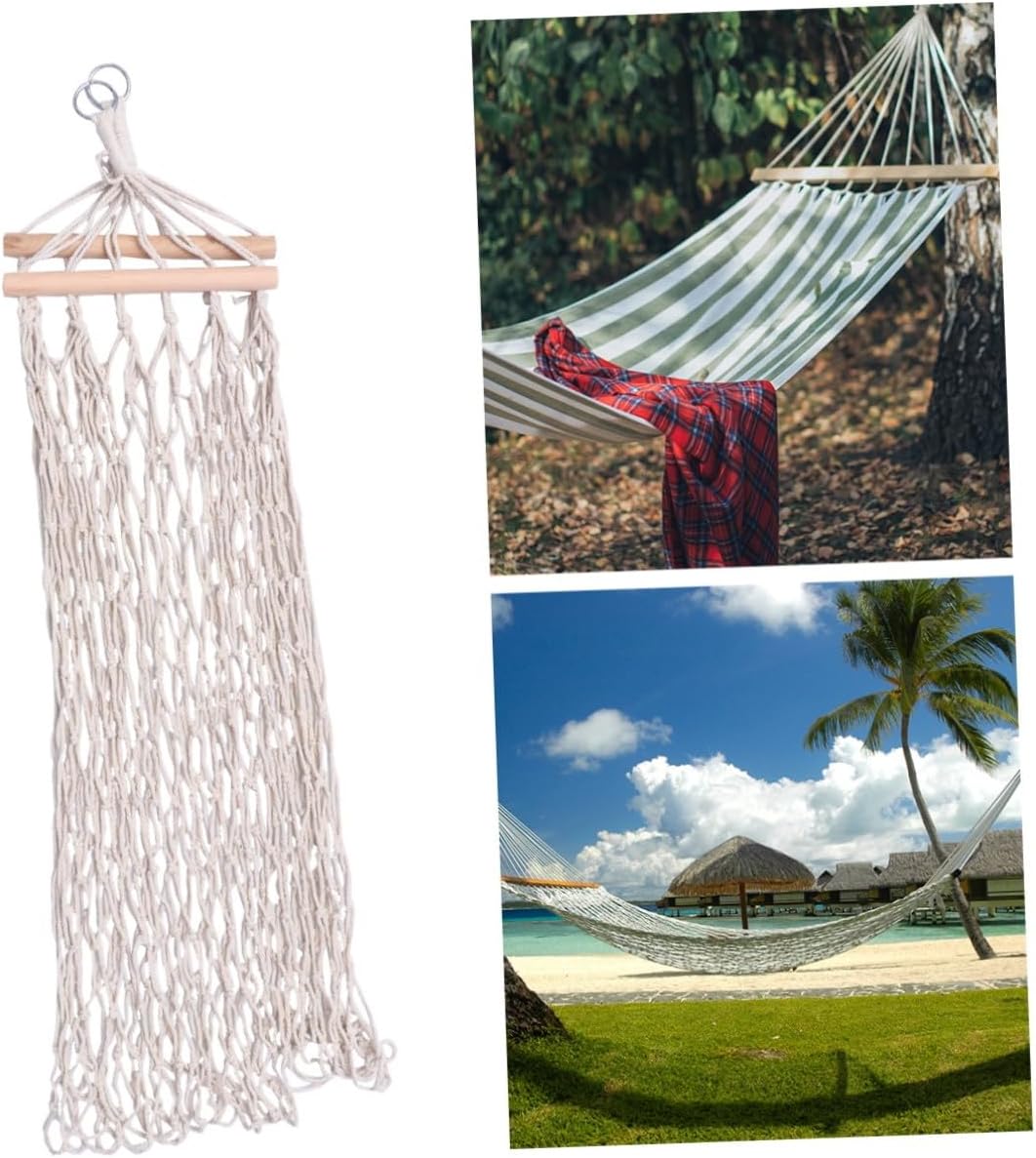 Alipis Cotton Rope Hammock Swing with Wood Stick, Mesh Outdoor Camping Hammock Chair, Portable Sleeping Swing for Indoor and Outdoor Relaxation