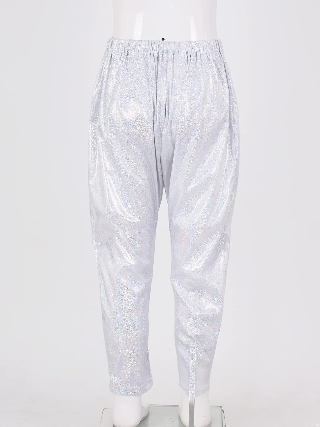 Aislor Girls Boys Shiny Metallic Jazz Hip Hop Street Dance Harem Pants Gym Leggings Trousers Performance Sweatpants