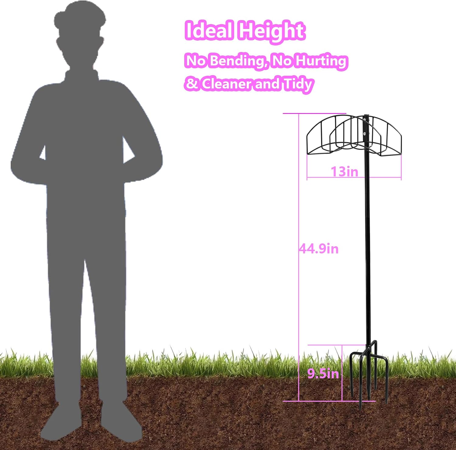 2-Pack Freestanding Garden Hose Holder with Upgraded 5-Prong Base - Water Hose Holders for 150 Feet Hose, Detachable Hose Storage Hanger for Outside Lawn Yard